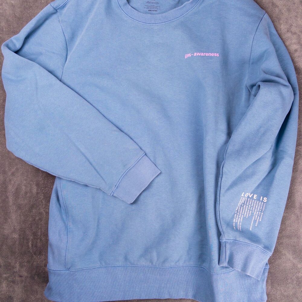 Organic Cotton Crewneck Sweatshirt Self-Awareness Therapy Blue Size XL/XXL